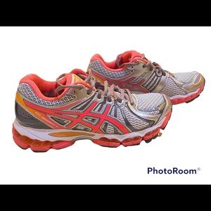 ASICS Gel Nimbus 15 Women’s Size 6 T3B5N Gray/Pink/Orange Sneakers/tennis shoes